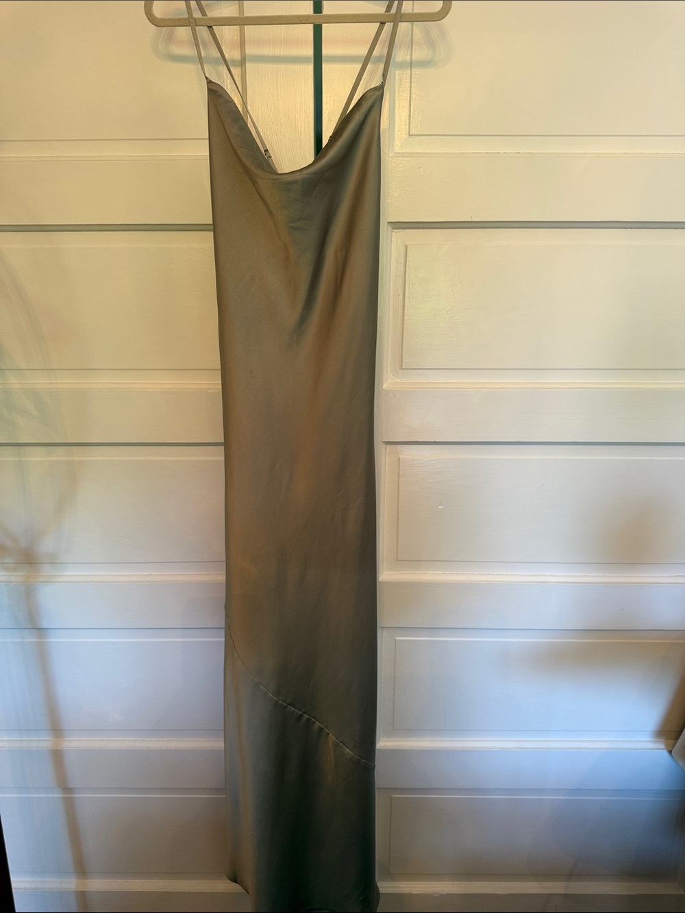 Show Me Your Mumu Tuscany Satin Slip Maxi Dress Sage Green M NWOT